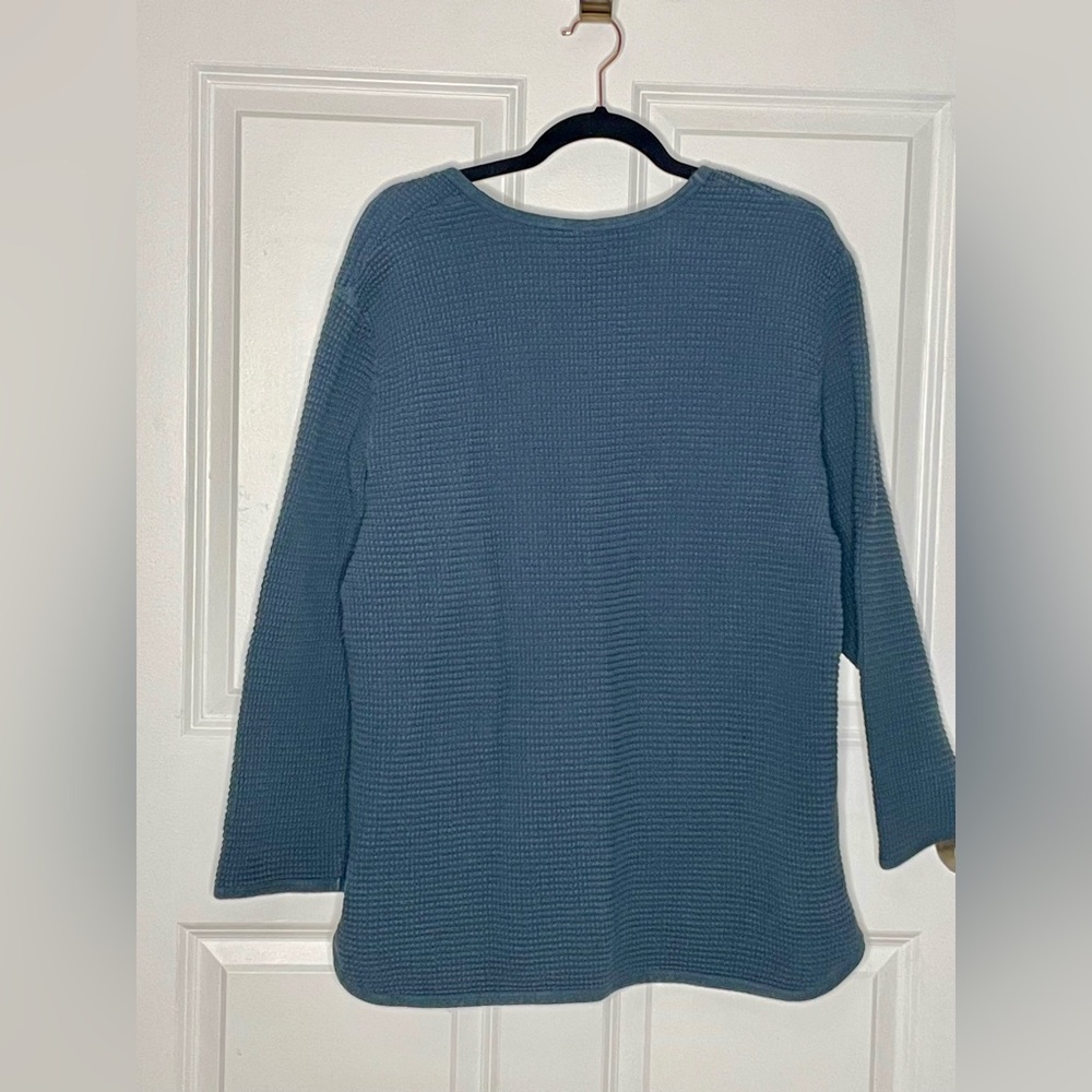 Focus Casual Life Waffle Knit Top XL 100% Cotton Tunic Pocket Button - Picture 5 of 6